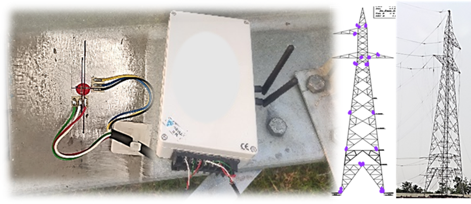 Study of Strain evolution in critical members of tower using wired and wireless strain gauges