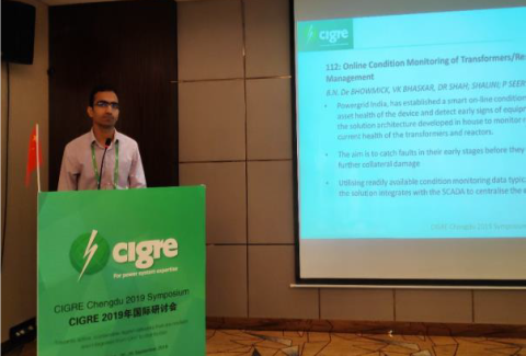 Technical paper on “Online Condition Monitoring of Transformers/Reactors for Improved Asset Management” was presented by Mr. Pradeep Seervi,(Technology Development)at CIGRE Chengdu 2019.