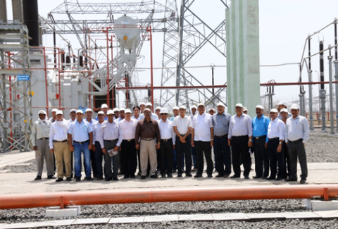 Grid Synchronization and Commencement of Power Flow through 1200kV National Test Station by Director (Operations), Shri R P Sasmal on 18th May 2016 at Bina.